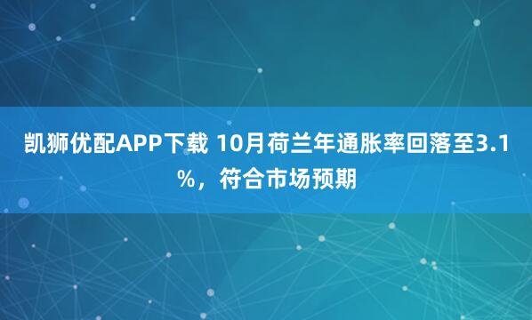 凯狮优配APP下载 10月荷兰年通胀率回落至3.1%，符合市场预期
