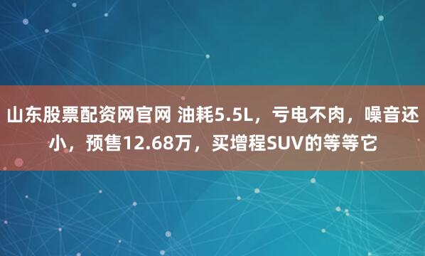 山东股票配资网官网 油耗5.5L，亏电不肉，噪音还小，预售12.68万，买增程SUV的等等它