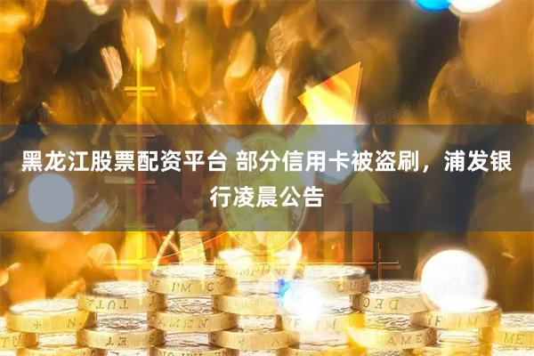 黑龙江股票配资平台 部分信用卡被盗刷，浦发银行凌晨公告